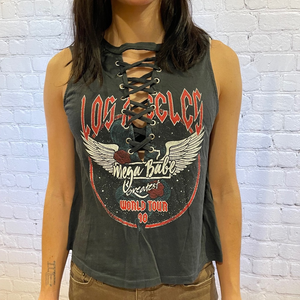 Los Angelous Lace Up Front Tank Top
